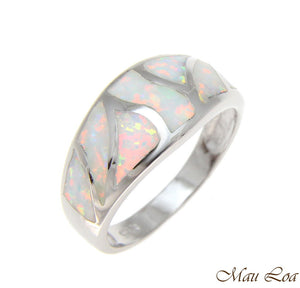 925 Sterling Silver Rhodium Women Men White Opal Ring Size 5-10