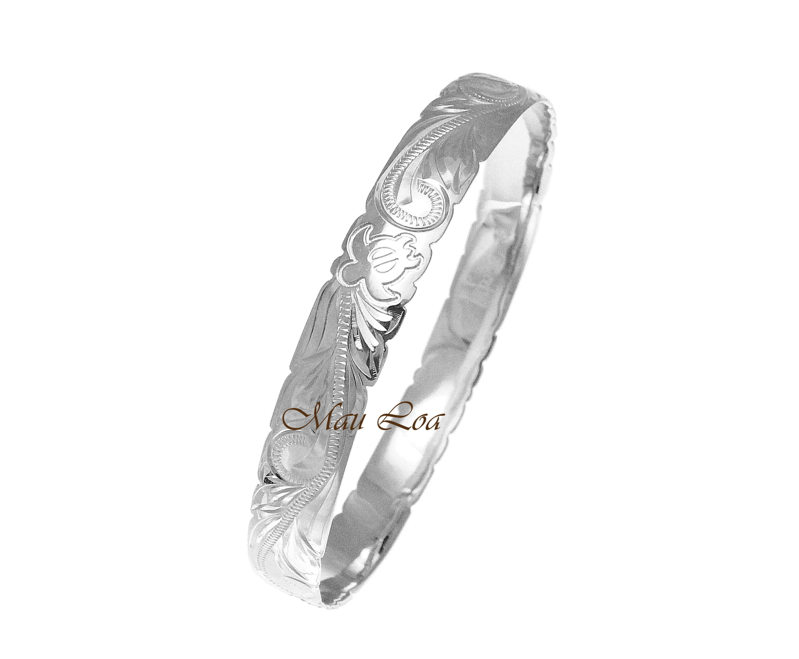 925 Sterling Silver Hawaiian Scroll Honu Turtle 10mm Cut Out Edge Bangle Size 7-9