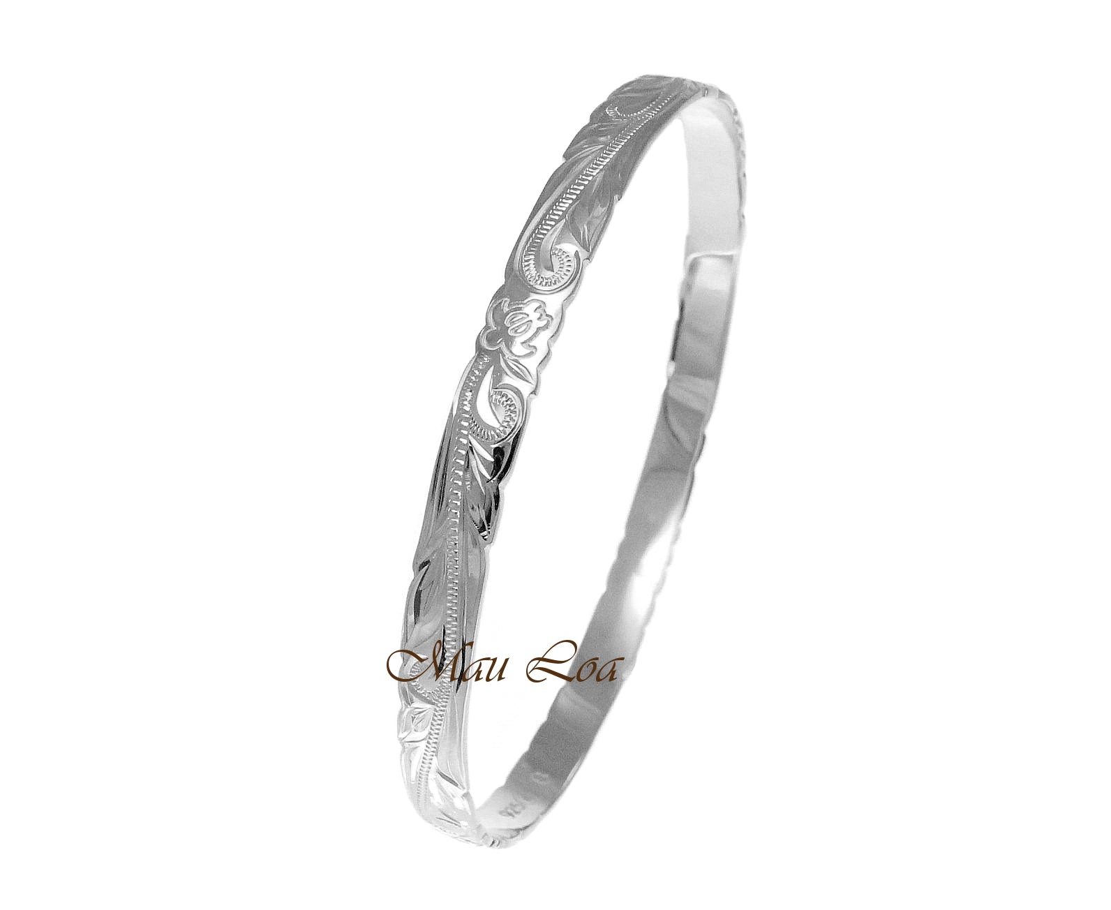 925 Silver Hawaiian Scroll Honu Sea Turtle 6mm Cut Out Edge Bangle Size 7-9