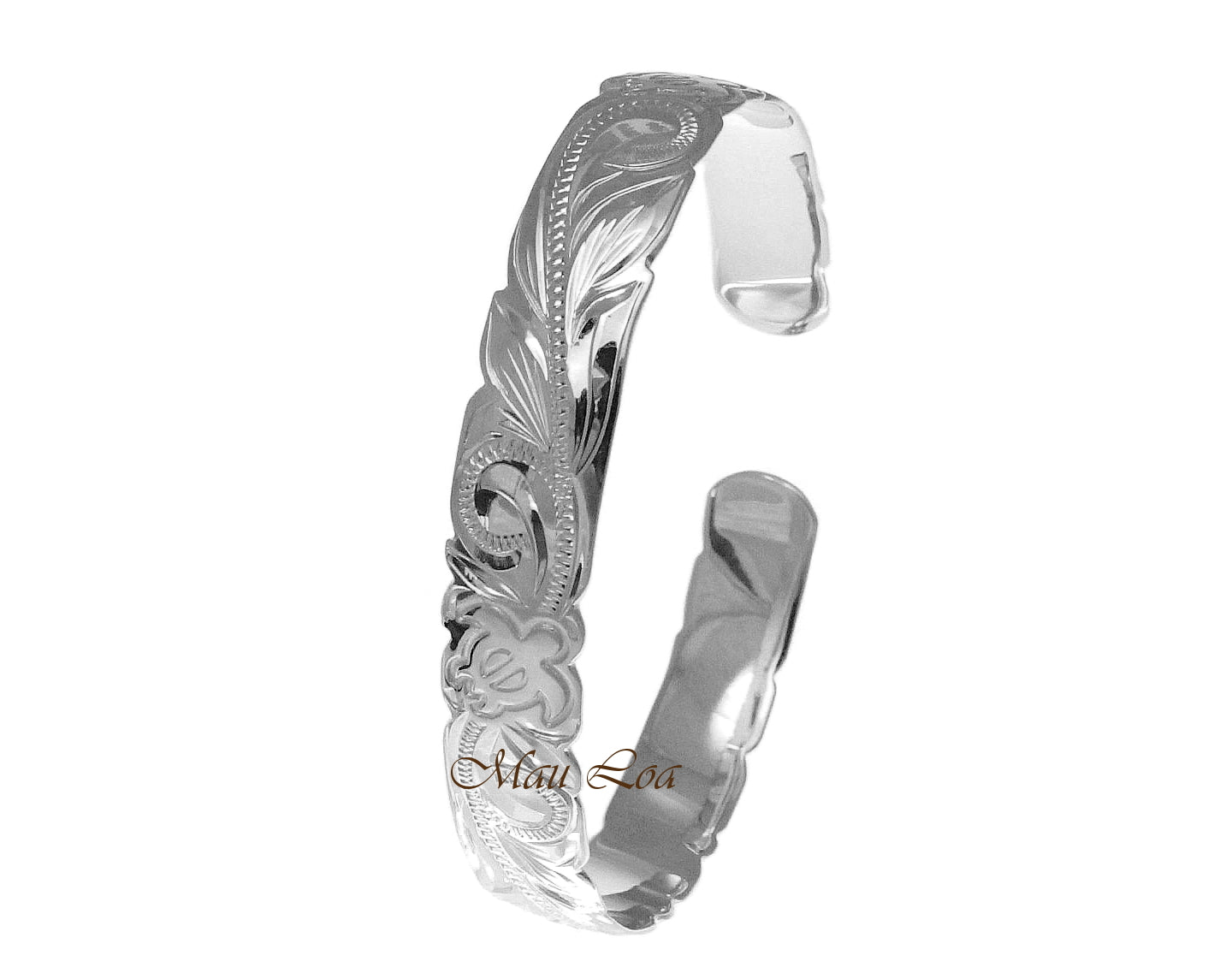 925 Sterling Silver Hawaiian Scroll Honu Turtle Open Cuff 10mm Bangle