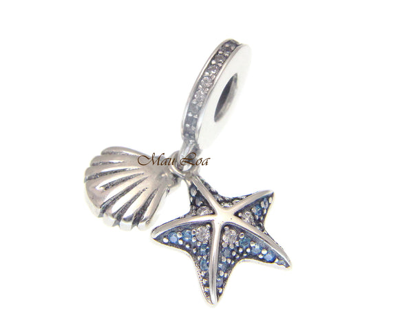 925 Sterling Silver Hawaiian Shell Star Fish European Bracelet Charm Bead