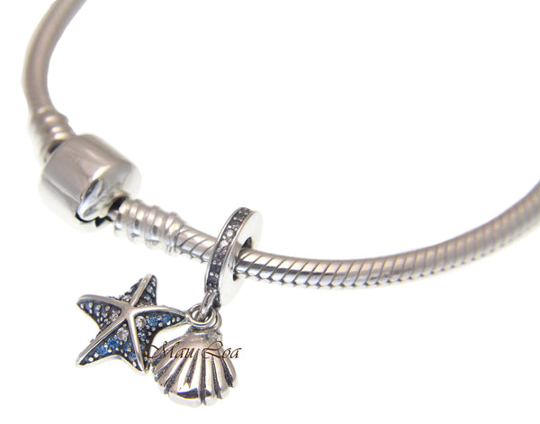 925 Sterling Silver Hawaiian Shell Star Fish European Bracelet Charm Bead