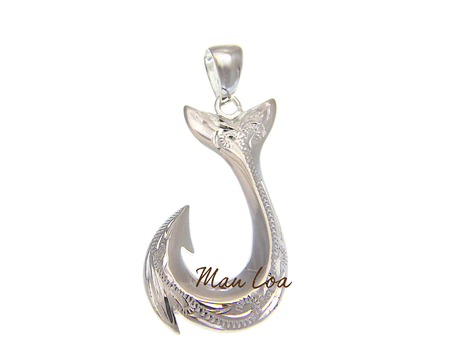Sterling Silver Whale Tail Hawaiian Fish Hook Pendant Necklace, 18 Snake  Chain : : Clothing, Shoes & Accessories