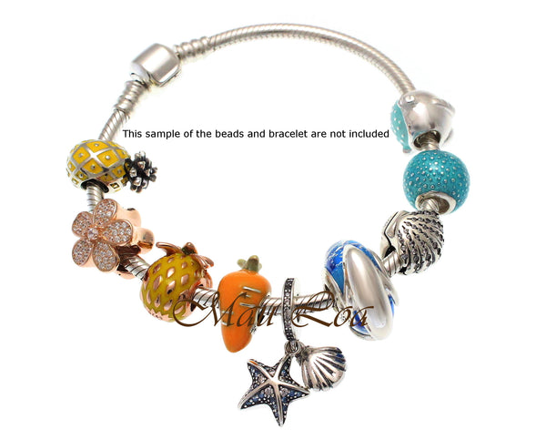 925 Sterling Silver Hawaiian Shell Star Fish European Bracelet Charm Bead