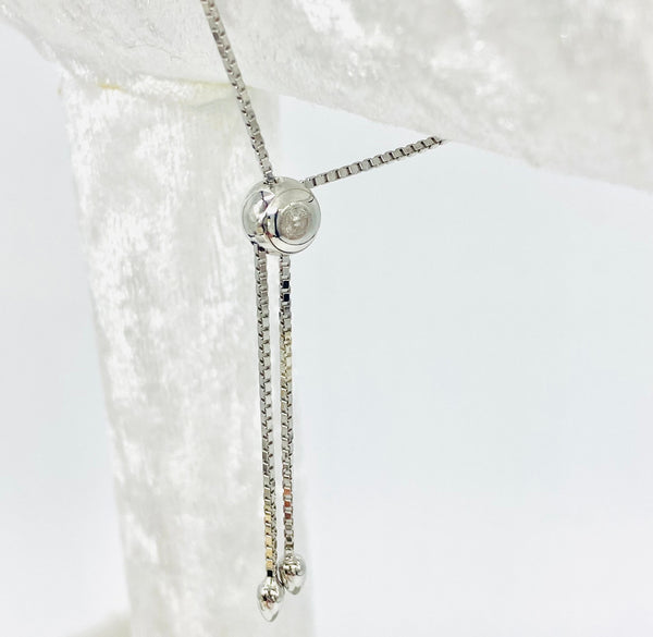 Silver 925 Hawaiian Scroll Plumeria Bar Sliding Bead Chain Adjustable Bracelet