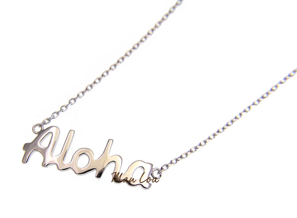 925 Sterling Silver Hawaiian Aloha Shinny Plate Necklace Chain Included 16+2"