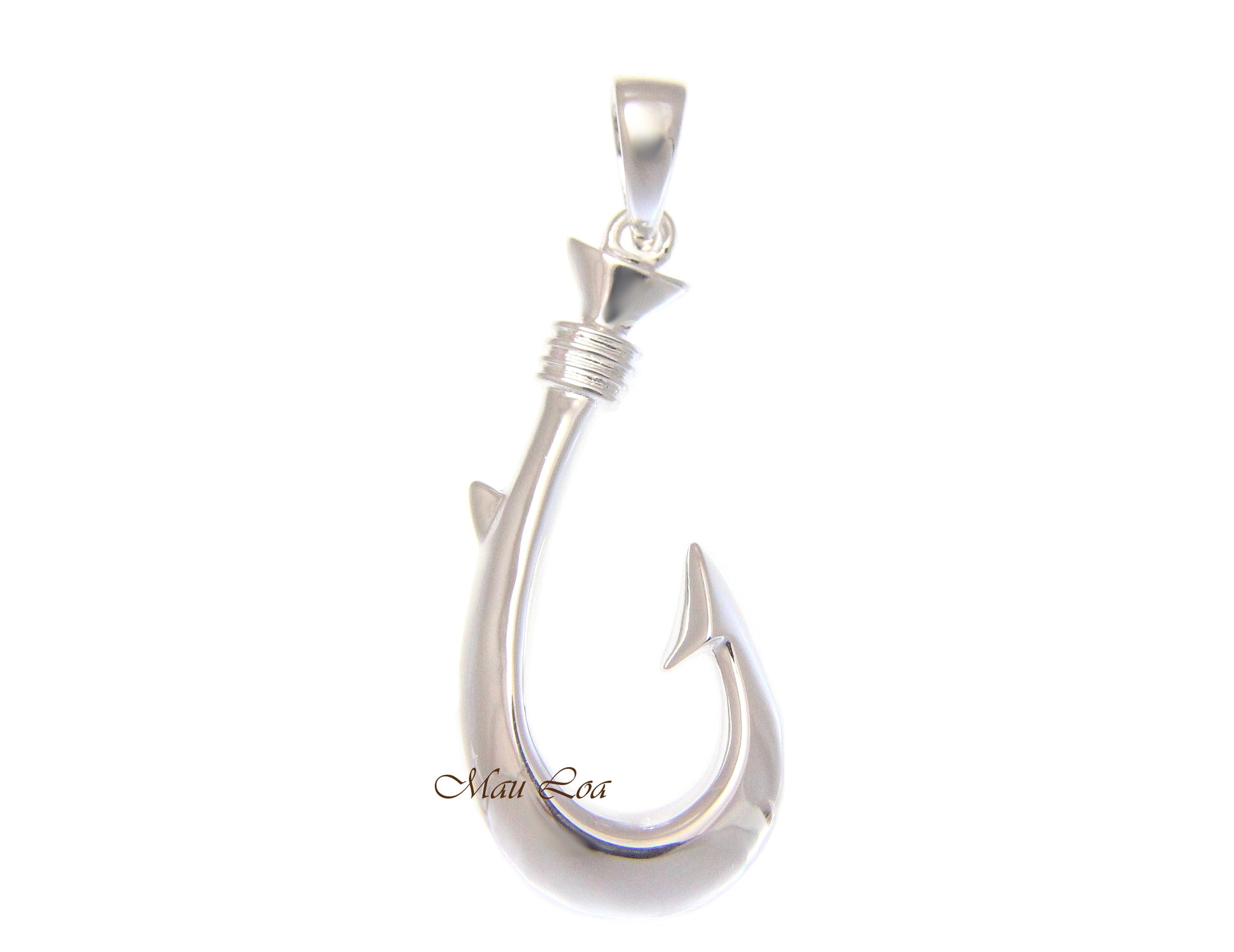925 Sterling Silver Hawaiian Shinny High Polish Fish Hook Pendant Charm