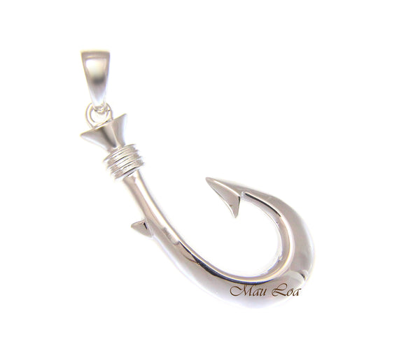 925 Sterling Silver Hawaiian Shinny High Polish Fish Hook Pendant Charm