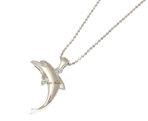925 Sterling Silver Hawaiian Shinny Dolphin Pendant Charm