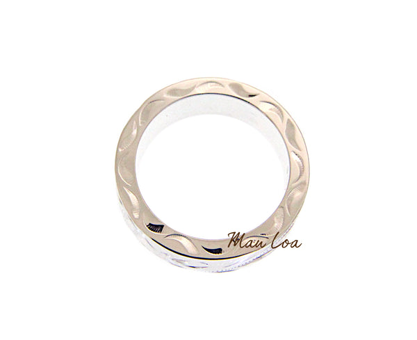 925 Sterling Silver 6mm Hawaiian Scroll Hand Engraved on Side Heavy Ring Band