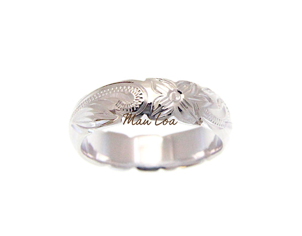 925 Sterling Silver 6mm Hawaiian Scroll Engraved Cut Out Edge Barrel Ring Band