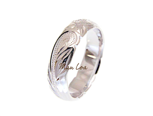 925 Sterling Silver 6mm Hawaiian Scroll Engraved Cut Out Edge Barrel Ring Band