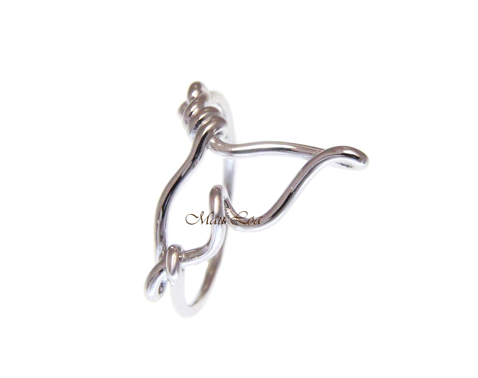925 Sterling Silver Hawaiian Whale Tail Outline Ring Size 5-10