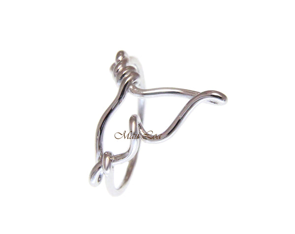 925 Sterling Silver Hawaiian Whale Tail Outline Ring Size 5-10