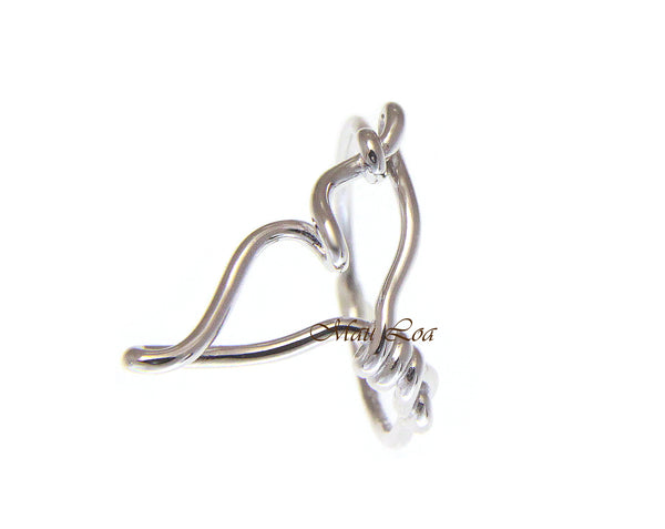925 Sterling Silver Hawaiian Whale Tail Outline Ring Size 5-10