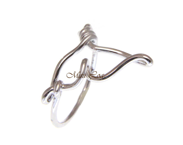 925 Sterling Silver Hawaiian Whale Tail Outline Ring Size 5-10