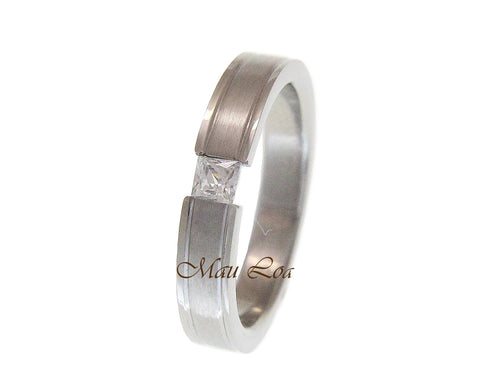 Stainless Steel CZ Cubic Zirconia 4mm Wedding Band Ring Size 5-12