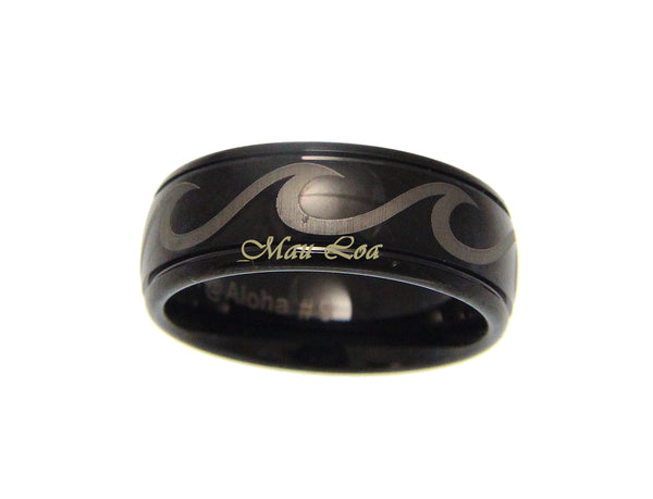 Tungsten Black 8mm Hawaiian Ocean Wave Ring Comfort Fit Size 5-14